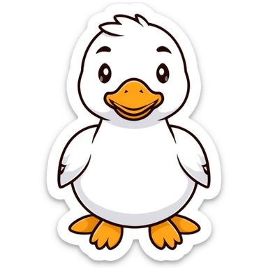 Plush toy goose, white sticker