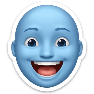 A blue face laughing out loud while covering it's mouth  sticker