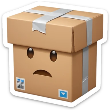 Generate a realistic emoji of a package being damaged. The emoji is simple and has no face sticker