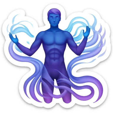 Male silhouette composed of ethereal flowing energy waves, abstract style aura forming the shape of a man, no facial features sticker