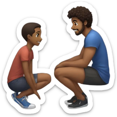 Good prompt ➝ == Draw Me = girl on both knees ;;; in front of a young man standing and looking him sticker