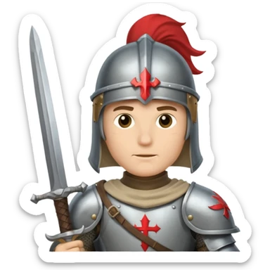 A crusader with full armor helmet  sticker