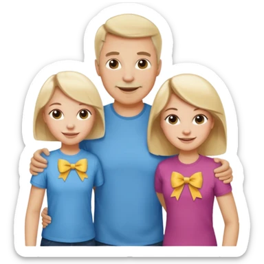 happy white family with one dad, one mom, one blonde girl, and one brunette girl sticker
