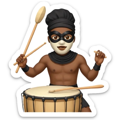 Masked Festival Drummer black man sticker