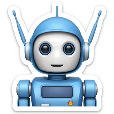 tête de robot cosmonaute bleu et blanc avec une antenne sticker