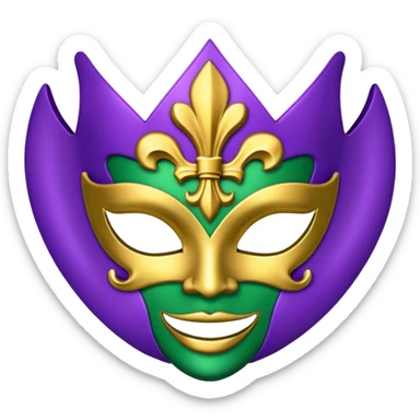 Louisiana themed ski mask with fleur-de-lis and Mardi Gras colors sticker