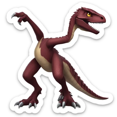 Maroon edgy badass modern sexy handsome punk velociraptor-dragon-Digimon, full body sticker