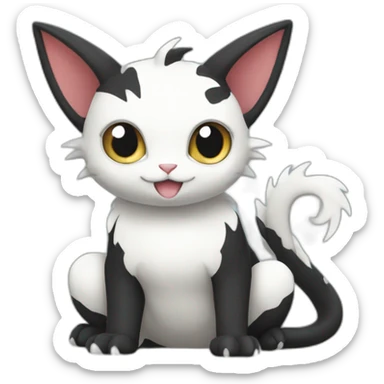 Sitting-Black-and-White-cat-dragon-type-pokemon sticker