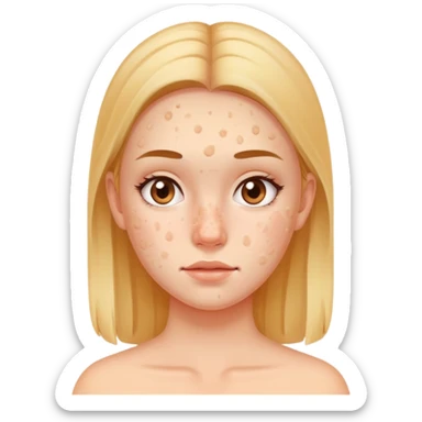 chica con acné en el rostro, fondo liso sticker