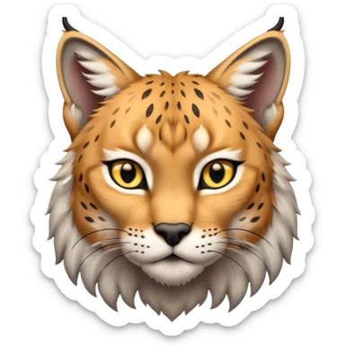 A high-resolution photo-realistic digital illustration of a majestic young lynx, chest upward  sticker