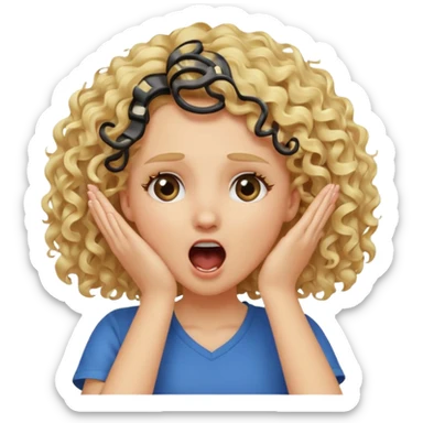 Emoji di ragazza bionda riccia che urla e mette una mano in faccia verso la fronte sticker