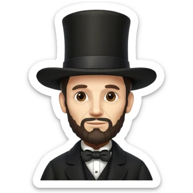 Illustrate Abraham Lincoln with tall hat, beard & classic black coat sticker