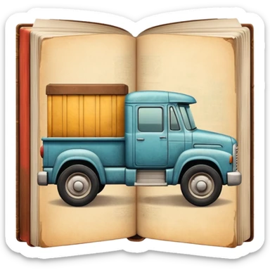 a book with a truck on the cover sticker
