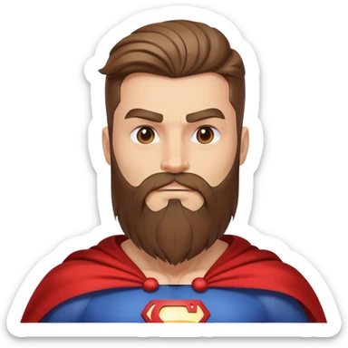 superhero with magnificent flowing beard, cape, mask, muscular sticker