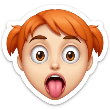 Crazy eyes with tongue out while drooling sticker