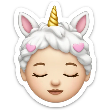 Sleeping white Newborn with unicorn headband sticker