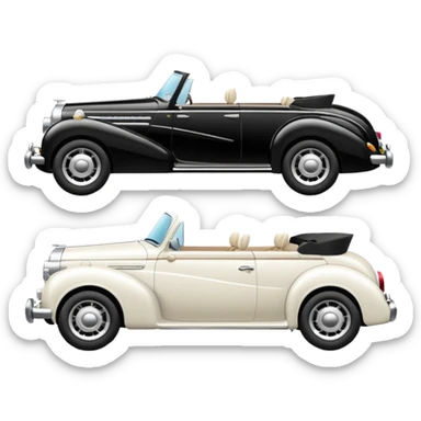 Luxury convertible car with wedding decorations, in profile sticker