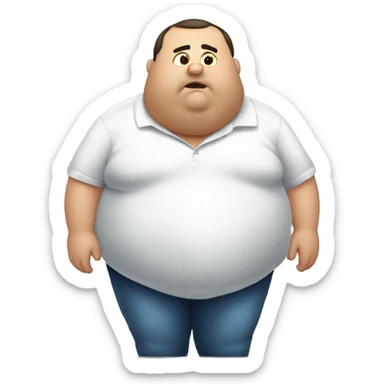 Fat man with shirt on Looking in the mirror  sticker