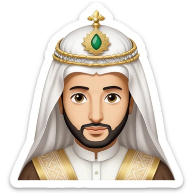 Mohammed bin Salman, Saudi Arabian crown prince, in traditional Saudi attire with white headdress sticker