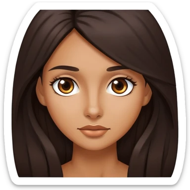 woman with slightly tanned skin, dark brown long hair, dark brown eyes sticker