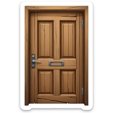 a wooden door that is wide open. The door frame is simple and matches the wood tone of the door. sticker