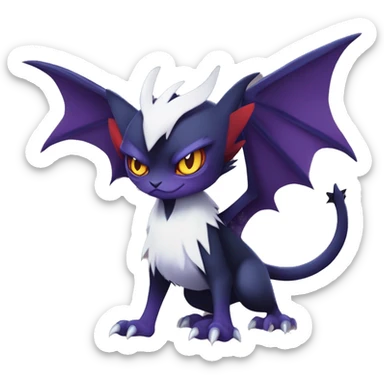 Edgy Cool Kawaii Litten-Noivern-Noibat-Absol-Pokémon Full Body sticker