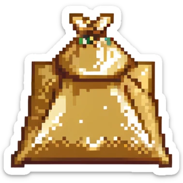 Convert the diamond samosa image to pixel art style with a shining border around it. Keep the background transparent. sticker