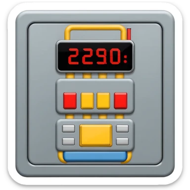 Emoji-style illustration of an electrical control cabinet, flat vector look, bold outlines, minimal details, no background. sticker