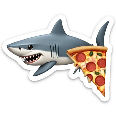 Make a shark with human legs eating a pizza sticker