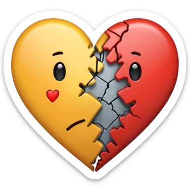 broken heart sticked together (divorce) with a clip sticker
