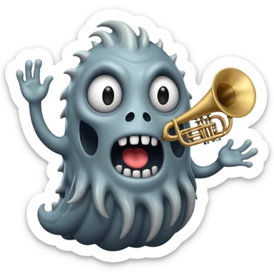 A floating monster that sings by pushing air through hollow chambers in its body like a living wind instrument. Its tone shifts as it drifts higher or lower. sticker