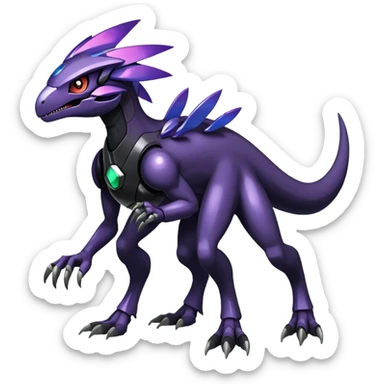 Shiny Dark Nebula Futuristic Fakemon-Pokemon-Digimon-Spectrobes-Raptor-fusion, full body sticker