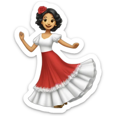 woman dancing sevillanas with typical clothes sticker