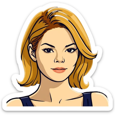 Michelle Monaghan with honey blonde hair, elegant portrait sticker