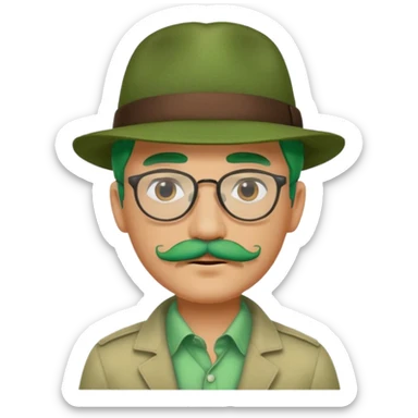 venice gondolier with green hair, iconic hat, normak glassess and mustache sticker