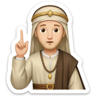 Pharisee, teaching, raised finger, ancient clothing, thoughtful face sticker