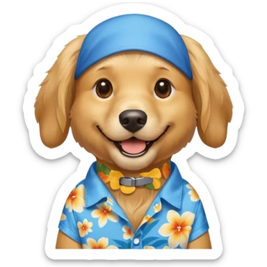 Goldern Dog – wearing blue aloha shirt sticker