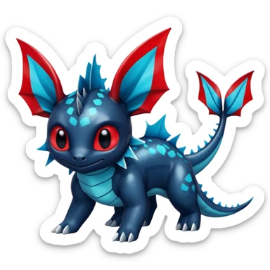 Shiny Red And Black Colorful Stitch-Vaporeon-Toothless-Fakémon-hybrid-creature (full body)  sticker