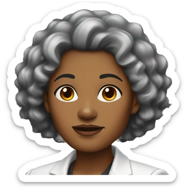 A  middle-aged  black  woman  with  curly  hair  and  a  round  face,  dressed  in  a  suit. sticker