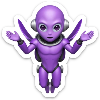 Purple alien floating with jetpack sticker