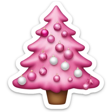 pink christmas tree with pink and white ornaments  sticker