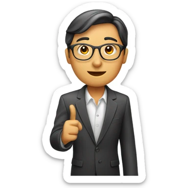 man or woman at presentation board with pointer sticker