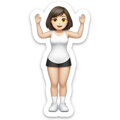 Front view full body curvy caucasian beauty headstands straight hands up black skirt white knickers white socks sticker