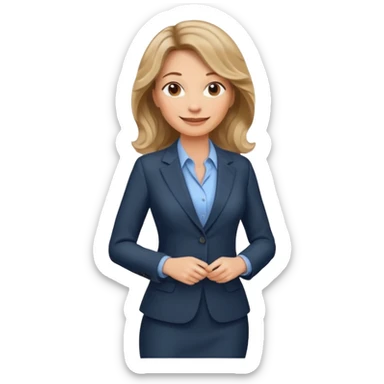 business woman with characters in her forties in full suit wavy dark blond hair standing sticker