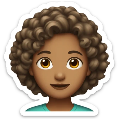 Girl with at tall curly hair and medium color of brown skin  sticker