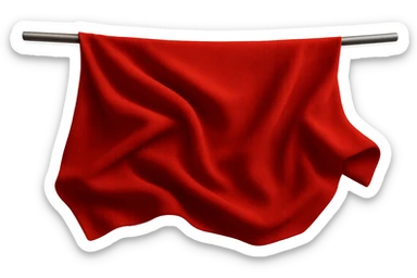 Make the red fabric held by a bar and flowing in the wind with realistic texture. Keep the background transparent. sticker