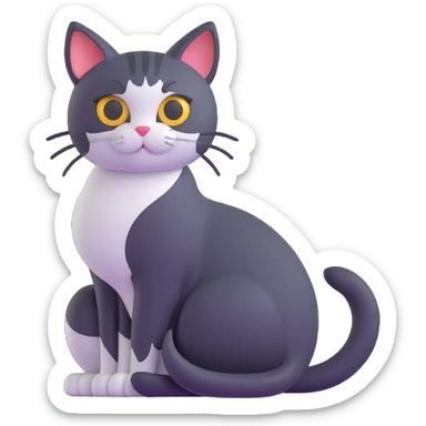 cat sitting with tail curled sticker