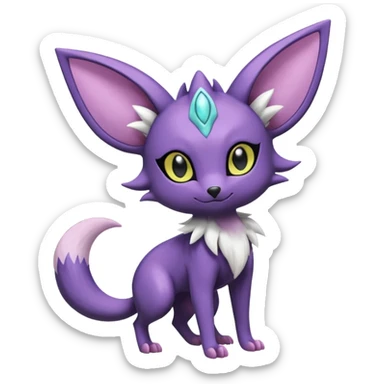 Shiny Cute Espeon-Noibat-Mightyena-Silvally-Fakémon-hybrid-creature (full body)  sticker