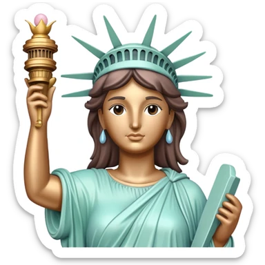 Statue of Liberty with gentle pastel colors, not bright sticker