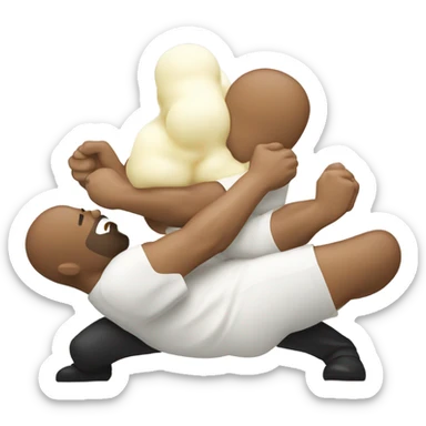 two men wrestling with mayonnaise inbetween sticker